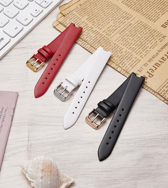 TAOYOUJI Leather Watch Bands and Straps for Women, Young Girls, 14mm-16mm, Black, White, Red, Pink