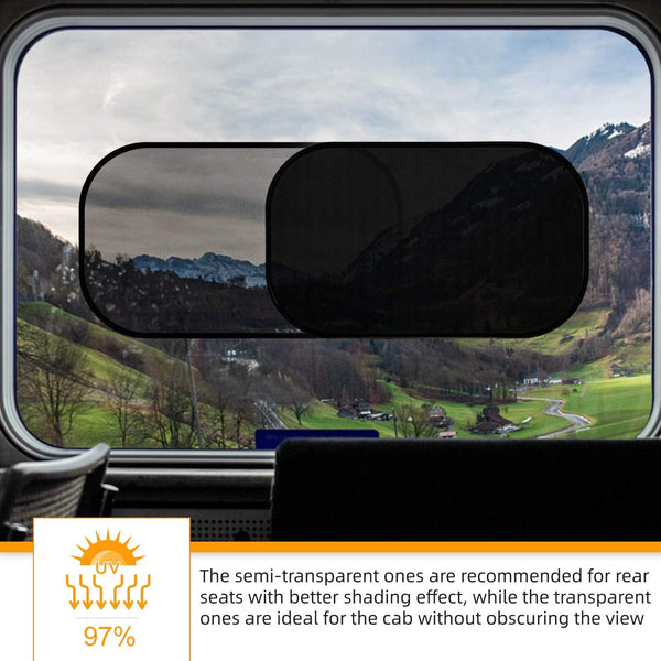 Leoenir Car Window Shade Car Sun Shade for Baby - 21" x 14" Side Window Sunshades - Sun, Glare and UV Rays Protection for Your Child - Fits Most of Cars (2 Pack Semi Transparent +2 Pack Transparent)