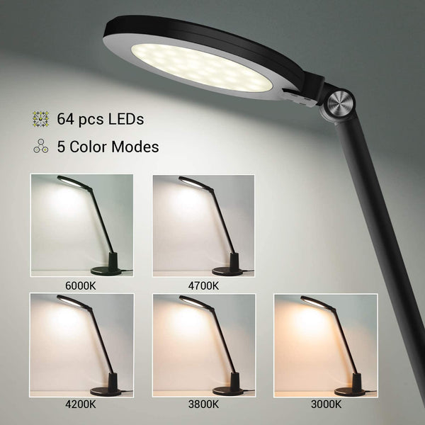 SOEPKENP LED Desk Lamp, Eye-Caring Desk Light,Home Office Lamp,Adjustable Table Lamps with 10 Brightness Levels and 5 Lighting Modes,Touch-Sensitive Control,Blue Light Filter,10W Reading Lamp,Black