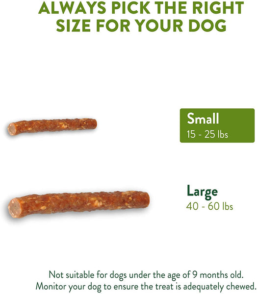 DGC Natural Grain Free Daily Dental Long Lasting Dog Treats, Veggie Sausage, Small, Bag of 28