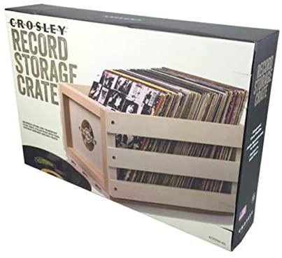 Crosley AC1004A-NA Record Storage Crate Holds up to 75 Albums, Natural