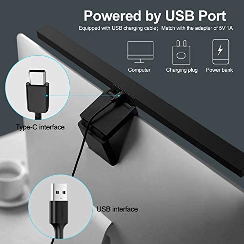 Computer Monitor Light Bar, Screen Light Bar E-Reading LED Task Lamp, USB Powered Screenbar Light for Home Office, 3 Adjustable Color Temperature & Dimming Brightness Levels, No Screen Glare