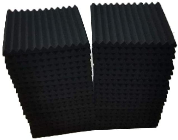 50 Pack Acoustic Panels Soundproof Studio Foam for Walls Sound Wedge for Home Studio Ceiling, 1" X 12" X 12", Black (50PCS Black)