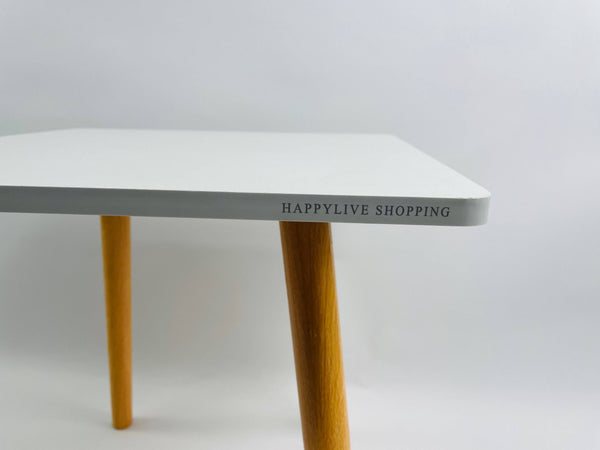 HAPPYLIVE SHOPPING Side table, white square table, wood white,suitable for living room，Modern simplicity, versatile style ，