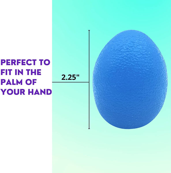 CECEIN Stress Balls for Adults Anxiety, Firm Squeeze Balls for Hand Strengthening Exercise, Stress Relief Toys, Fidget Toy. Blue, Green, Pink Pack of 3 Egg Shaped Stress Ball