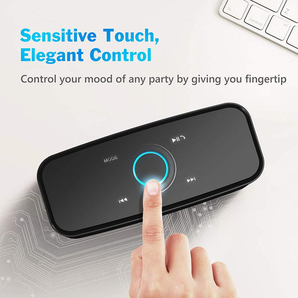 BTFOOR Bluetooth Speakers,Portable Wireless Bluetooth Speakers with 12W HD Sound and Bass, IPX5 Waterproof, 20H Playtime,Touch Control, Handsfree, Speakers for Home,Outdoor,Travel-Black