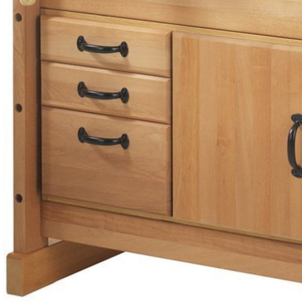 HXCFYP Wood Workbench and Cabinet - 57 7/8in.W x 27 15/16in.D x 35 7/16in.H