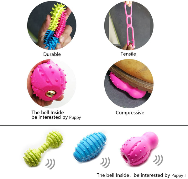 GARSIKA 17 Packs Durable Pet Puppy Dog Chew Toys Set Puppy Teething Ball Toys Puppy Rope Dog Tug Toy Safety Design