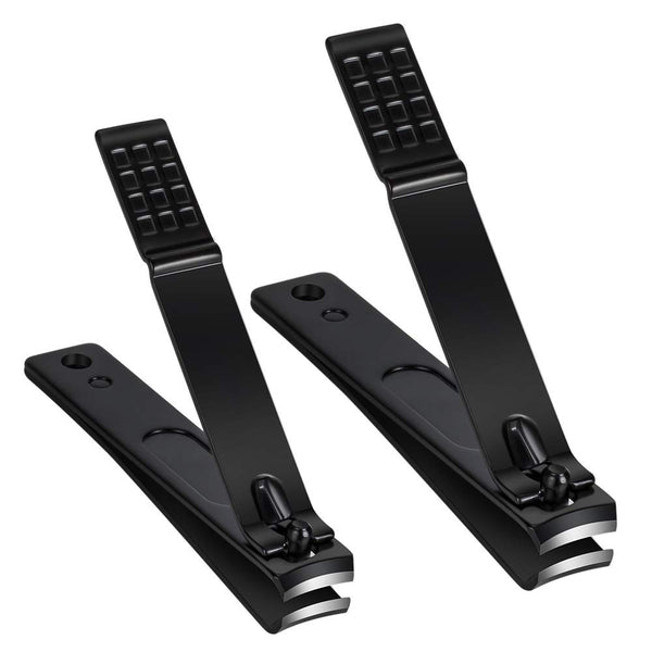 IOPIDHO Nail Clippers Set, Sharp Stainless Steel Fingernail and Toenail clippers, Black Nail Cutter, Large and Small 2 Piece Set