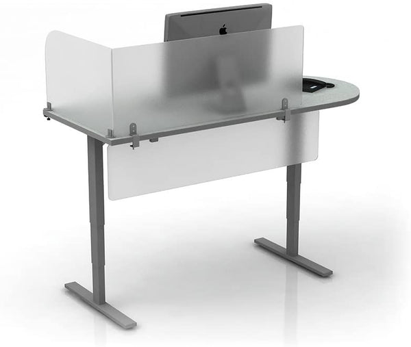 VaRoom Studio Wing Desktop and Countertop Sneeze Guard Privacy Panel – Frosted Acrylic Removable Clamp-on Desk Divider –23” W x 18”H Partition