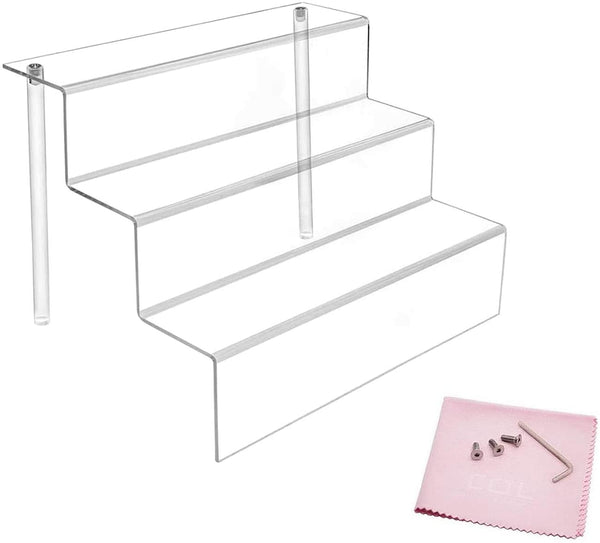 Combination of Life 3 Steps Acrylic Riser Display Stand Shelf for Amiibo Funko Pops Figures Clear 9 inches W by 6.25 inches D
