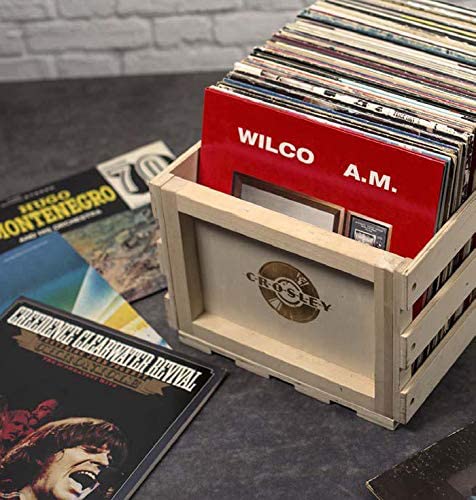 Crosley AC1004A-NA Record Storage Crate Holds up to 75 Albums, Natural