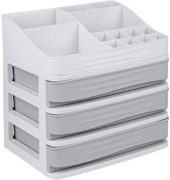 ELUCHANG Cosmetic Makeup Organizer Plastic Storage Box with Drawer Lipsticks Holder Desktop Sundry Storage Case