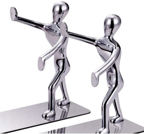 European Stainless Steel Humanoid Creative Bookend Bookends Gift Kung Fu Books Bookshelf Book by Book Gear Ornaments 18.4CM 7CM 16CM