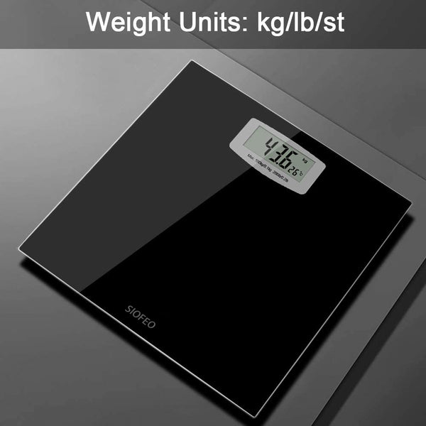 SIOFEO Digital Bathroom Scale with Temperature Function Body Weight Scales Fitness Tracker with High Precision Weighing Sensors Capacity 396 pounds