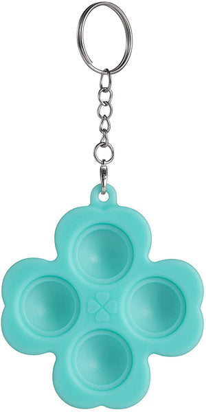 Push Pop Bubble Fidget Sensory Toys, Stress Anxiety Relief Fidgets Toy Set for ADHD Autism，Keychain Silicone Toy for Children Adults (Lucky Clover, Yellow)