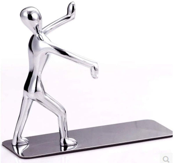 European Stainless Steel Humanoid Creative Bookend Bookends Gift Kung Fu Books Bookshelf Book by Book Gear Ornaments 18.4CM 7CM 16CM