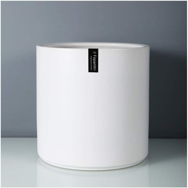 Plant Pot Matte White Ceramic Planter for Indoor Outdoor Plants Flowers Small Modern Cylinder Flower Pot with Drainage Hole and Plug,Full Glazed Finish