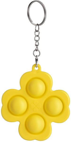 Push Pop Bubble Fidget Sensory Toys, Stress Anxiety Relief Fidgets Toy Set for ADHD Autism，Keychain Silicone Toy for Children Adults (Lucky Clover, Yellow)