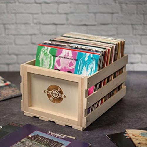 Crosley AC1004A-NA Record Storage Crate Holds up to 75 Albums, Natural