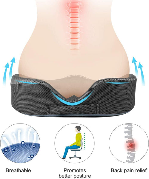 TOWIBURO Seat Cushion,100% Memory Foam and Washable Cover,for Office Chair,Car Seat and Wheelchair,Tailbone & Sciatica & Back Pain Relief