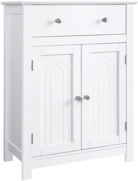 VASAGLE Free Standing Bathroom Drawer and Adjustable Shelf, Kitchen Cupboard, Wooden Entryway Storage Cabinet, 23.6 x 11.8 x 31.5 Inches, White UBBC61WT