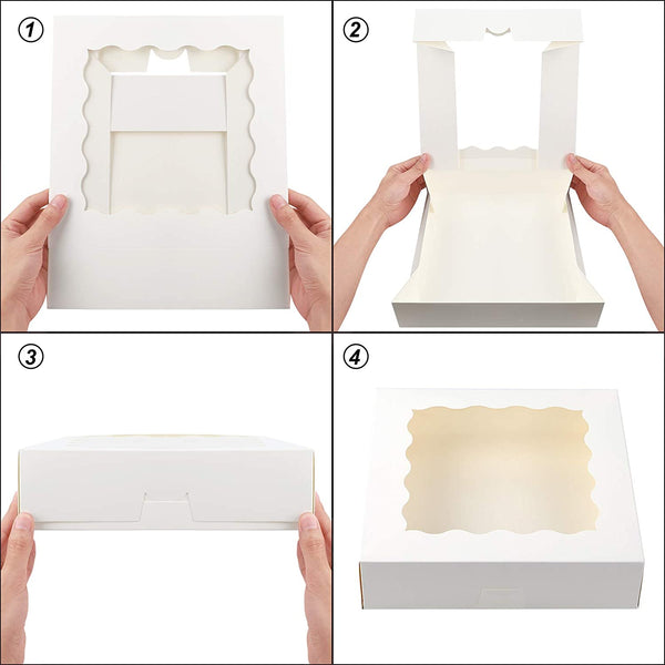 Moretoes 30pcs 8x8x2.5 Inches White Bakery Boxes Cake Boxes Pastry Boxes with Window for Cookies, Donuts, Chocolate Strawberries