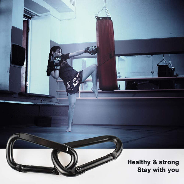 Spring Snap, Swing Buckle Sandbag Hook for Hanging Punching Bag, Hammock, Dog Leash, Rock Climbing - 500lbs Safety Traction (Black 3-Inch)