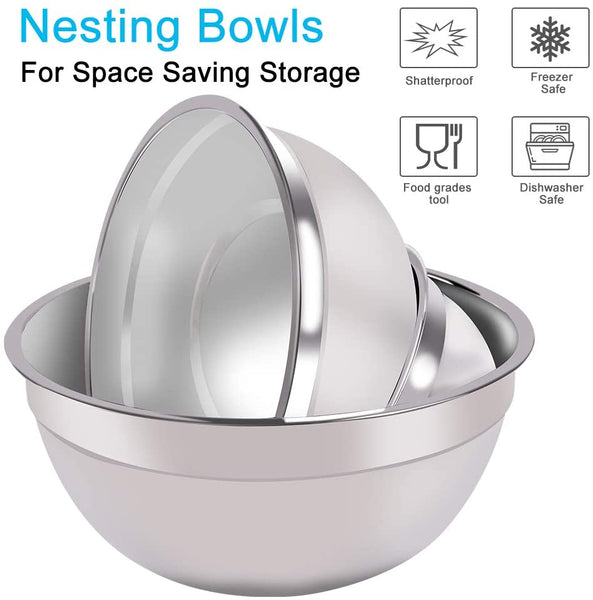 Electric Hand Mixer Mixing Bowls Set, Upgrade 5-Speeds Mixers with 6 Nesting Stainless Steel Mixing Bowl, Measuring Cups and Spoons Whisk Blender