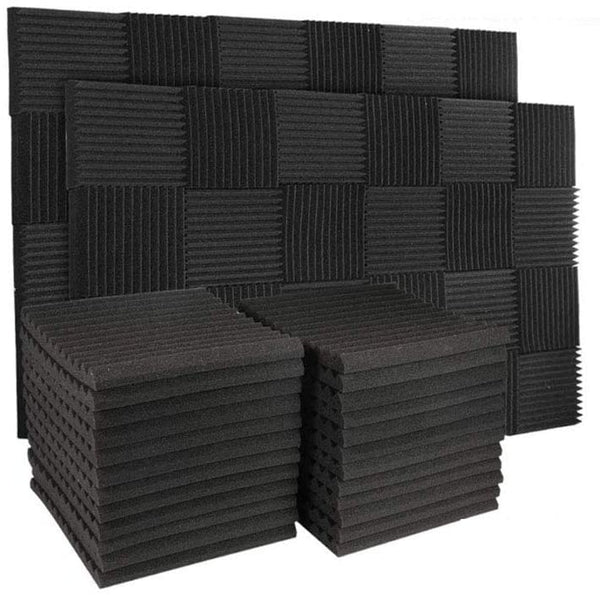 50 Pack Acoustic Panels Soundproof Studio Foam for Walls Sound Wedge for Home Studio Ceiling, 1" X 12" X 12", Black (50PCS Black)