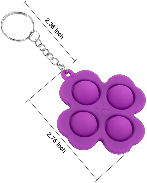 Push Pop Bubble Fidget Sensory Toys, Stress Anxiety Relief Fidgets Toy Set for ADHD Autism，Keychain Silicone Toy for Children Adults (Lucky Clover, Yellow)