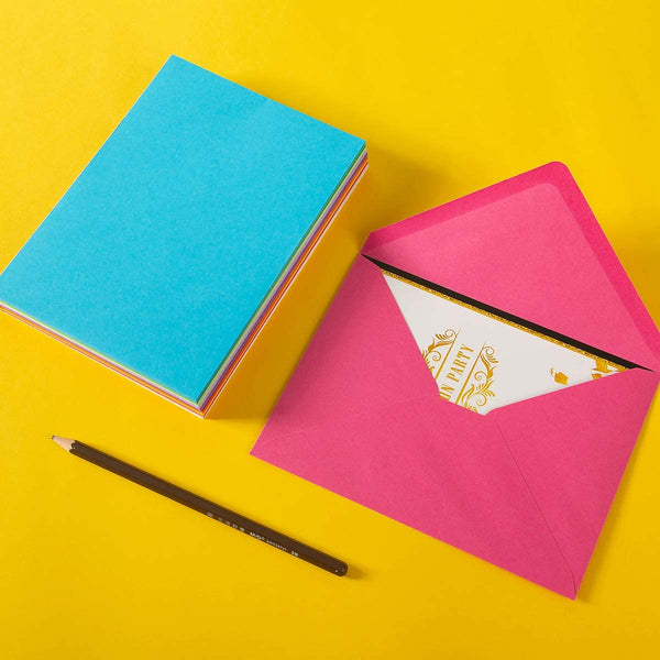 50 Pack A7 Colorful 5x7 Envelopes V Flap Invitation Envelopes for 5x7 Cards, Birthday, Weddings, Graduations, Greeting Cards 5.24 x 7.24 Inches (Multicolor)