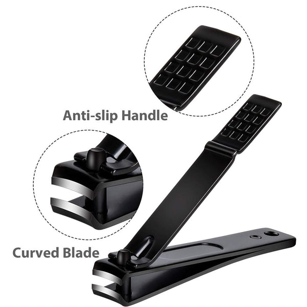 IOPIDHO Nail Clippers Set, Sharp Stainless Steel Fingernail and Toenail clippers, Black Nail Cutter, Large and Small 2 Piece Set