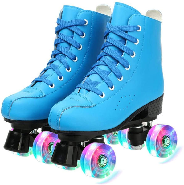 Roller Skates for Women Men, High Top PU Leather Classic Double-Row Roller Skates, Indoor Outdoor Roller Skates for Beginner a Shoes Bag