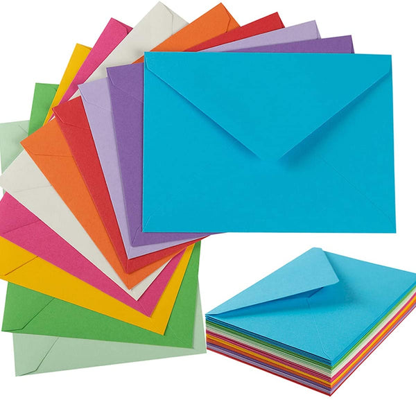 50 Pack A7 Colorful 5x7 Envelopes V Flap Invitation Envelopes for 5x7 Cards, Birthday, Weddings, Graduations, Greeting Cards 5.24 x 7.24 Inches (Multicolor)