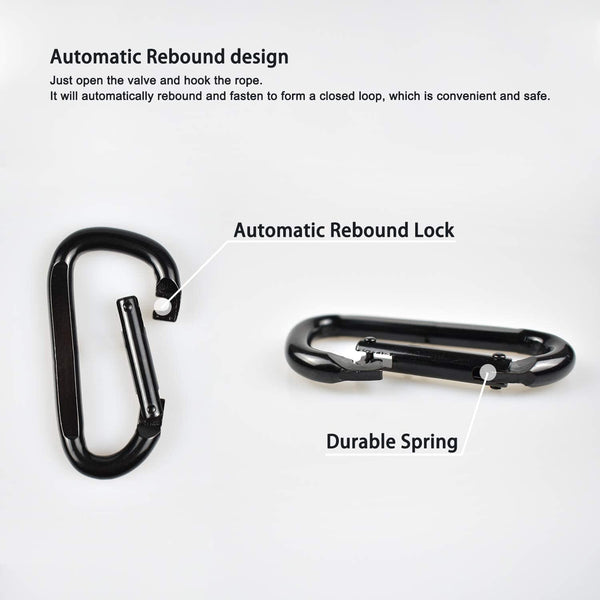 Spring Snap, Swing Buckle Sandbag Hook for Hanging Punching Bag, Hammock, Dog Leash, Rock Climbing - 500lbs Safety Traction (Black 3-Inch)