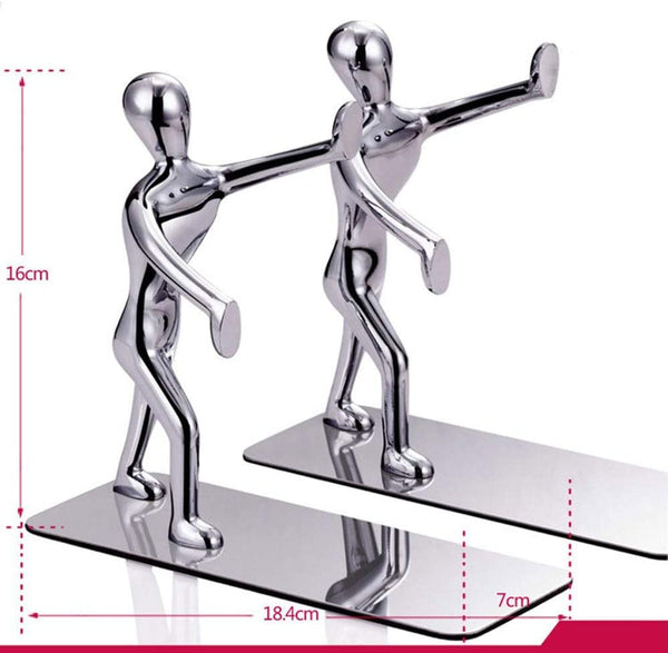 European Stainless Steel Humanoid Creative Bookend Bookends Gift Kung Fu Books Bookshelf Book by Book Gear Ornaments 18.4CM 7CM 16CM