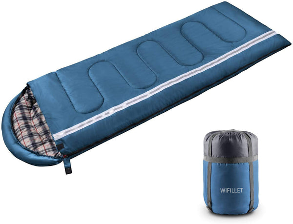 WIFILLET Sleeping Bag, Lightweight Waterproof Warm & Cool Weather for 3-4 Season Camping Sleeping Bag with Reflective Strip, Portable Compression Sack for Hiking, Backpacking, Traveling, Camping