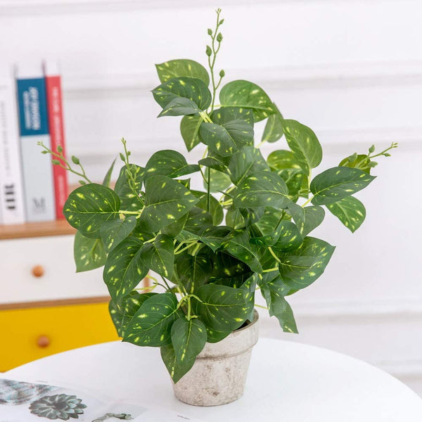 18 inch Artificial Potted Plants Indoor Office Desk Taro Leaf Faux Plant Realistic Small Fake Farmhouse Plants for Home Kitchen Bathroom Bedroom Decor