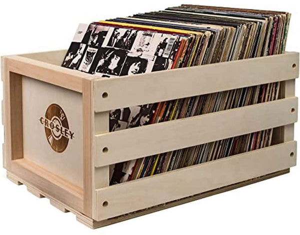 Crosley AC1004A-NA Record Storage Crate Holds up to 75 Albums, Natural