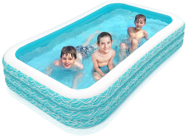 Family Inflatable Swimming Pool, 118" X 72" X 22" Full-Sized Inflatable Lounge Pool for Kids, Adult, Outdoor, Garden, Backyard Summer Water Party