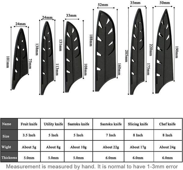 Plastic Knife Sheath, Knife Edge Guard Protectors, Universal Knife Cover Sleeves, Set Of 7 Knife Blade Guard Application For 3.5/5/7/8 Inch Japanese Chef’s Knife, Fruit Knife, Santoku Knife And More