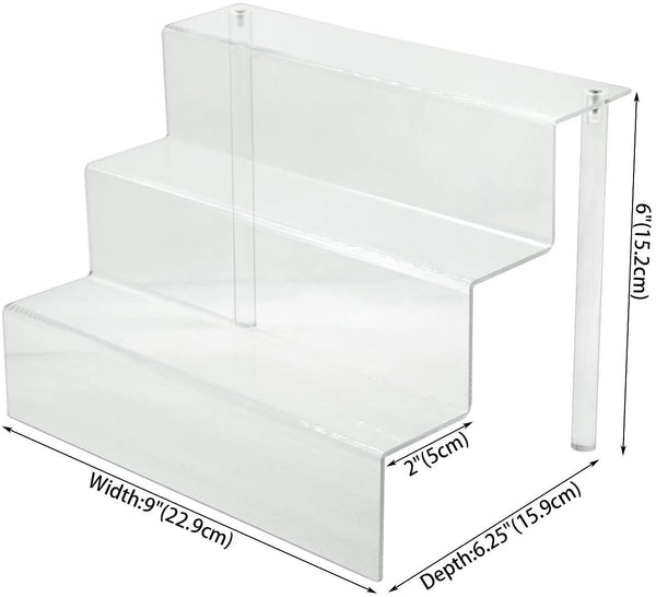 Combination of Life 3 Steps Acrylic Riser Display Stand Shelf for Amiibo Funko Pops Figures Clear 9 inches W by 6.25 inches D