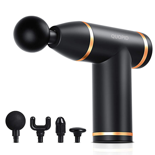 QUOPID Muscle Massage Gun, 8 Adjustable Vibrating Speed Electric Deep Tissue Massager Home Fitness Equipment for Pain Relief & Body Relaxation with 4 Massage Heads
