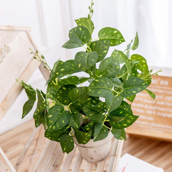 18 inch Artificial Potted Plants Indoor Office Desk Taro Leaf Faux Plant Realistic Small Fake Farmhouse Plants for Home Kitchen Bathroom Bedroom Decor