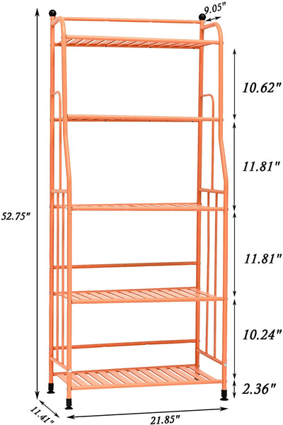 EXQ 5-Layer Metal Iron Sheet with Strong Load-Bearing Multi-Function Storage and Storage Rack Matte Orange (21.85Lx11.41Wx52.75H)