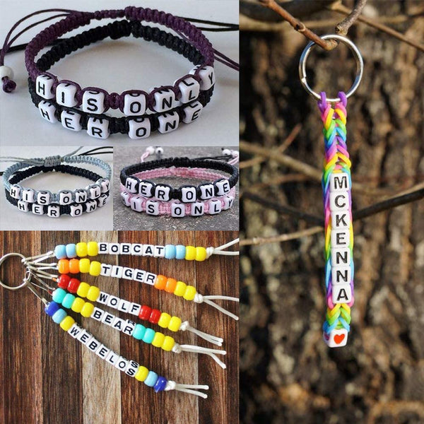 4000pcs Beads Kit, 1600pcs Letter Beads and 2400pcs Large Hole Rainbow Beads, 24 Colors 4 Styles Round Beads Set for DIY Jewelry Making