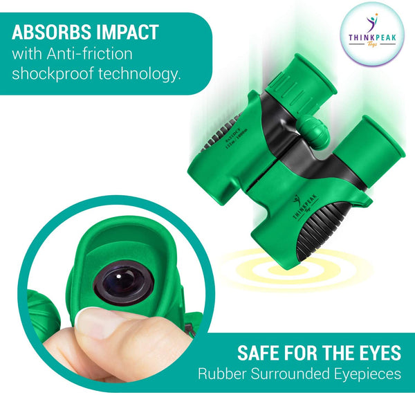 Think Peak Toys Binoculars for Kids, Toy for Sports and Outdoor Play, Spy Gear and Learning Gifts for Boys & Girls, Green