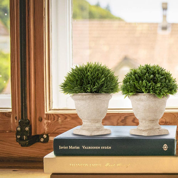 Fake Plants, Small Artificial Potted Plants Faux Plastic Greenery Topiary Shrubs Plant Trophy Pot Decoration for Home Office Room Desk Shelf Bathroom House Decor