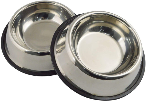 Mlife Stainless Steel Dog Bowl with Rubber Base for Small/Medium/Large Dogs, Pets Feeder Bowl and Water Bowl Perfect Choice (Set of 2)